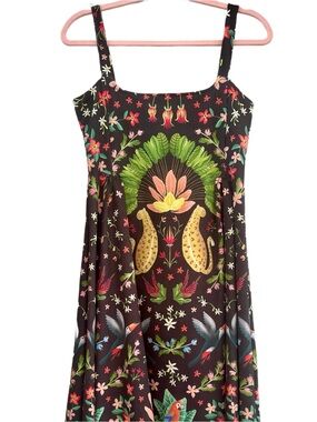 AVERIE Black Jungle Print Midi Dress, Small